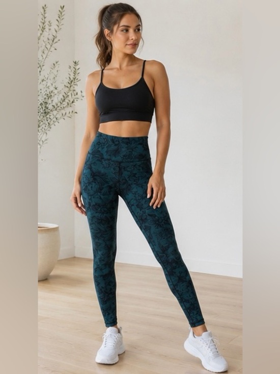 Balance Collection Pants - Balance Collection Black Teal Floral Print High Waist Leggings S Baddie Fairycor